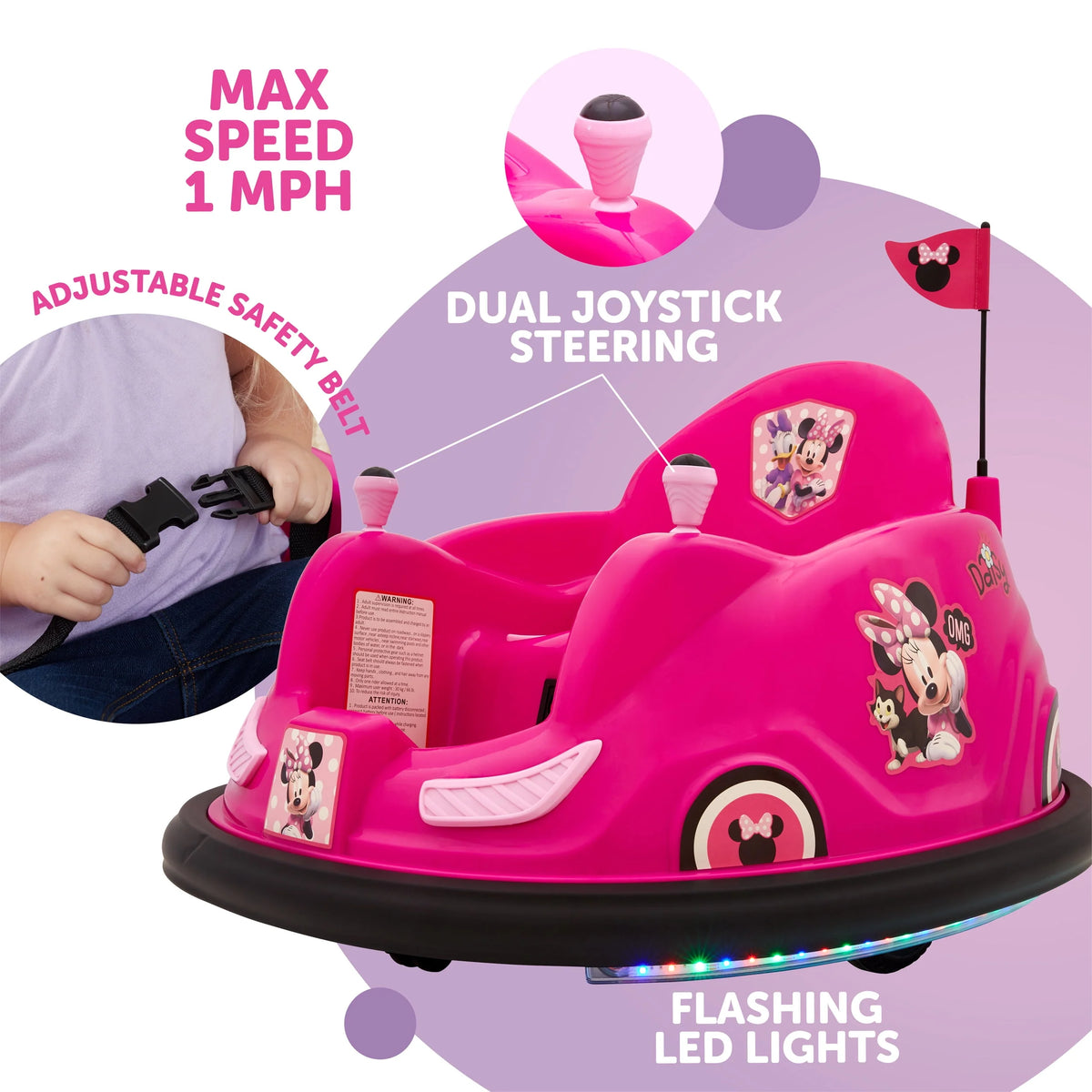 6 Volts Battery Powered Bumper Car with LED Lights and Charger O8743
