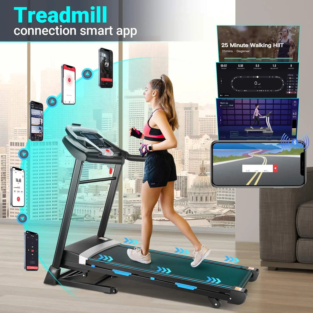 Auto Incline Treadmill with Bluetooth Speaker and LCD Display F587
