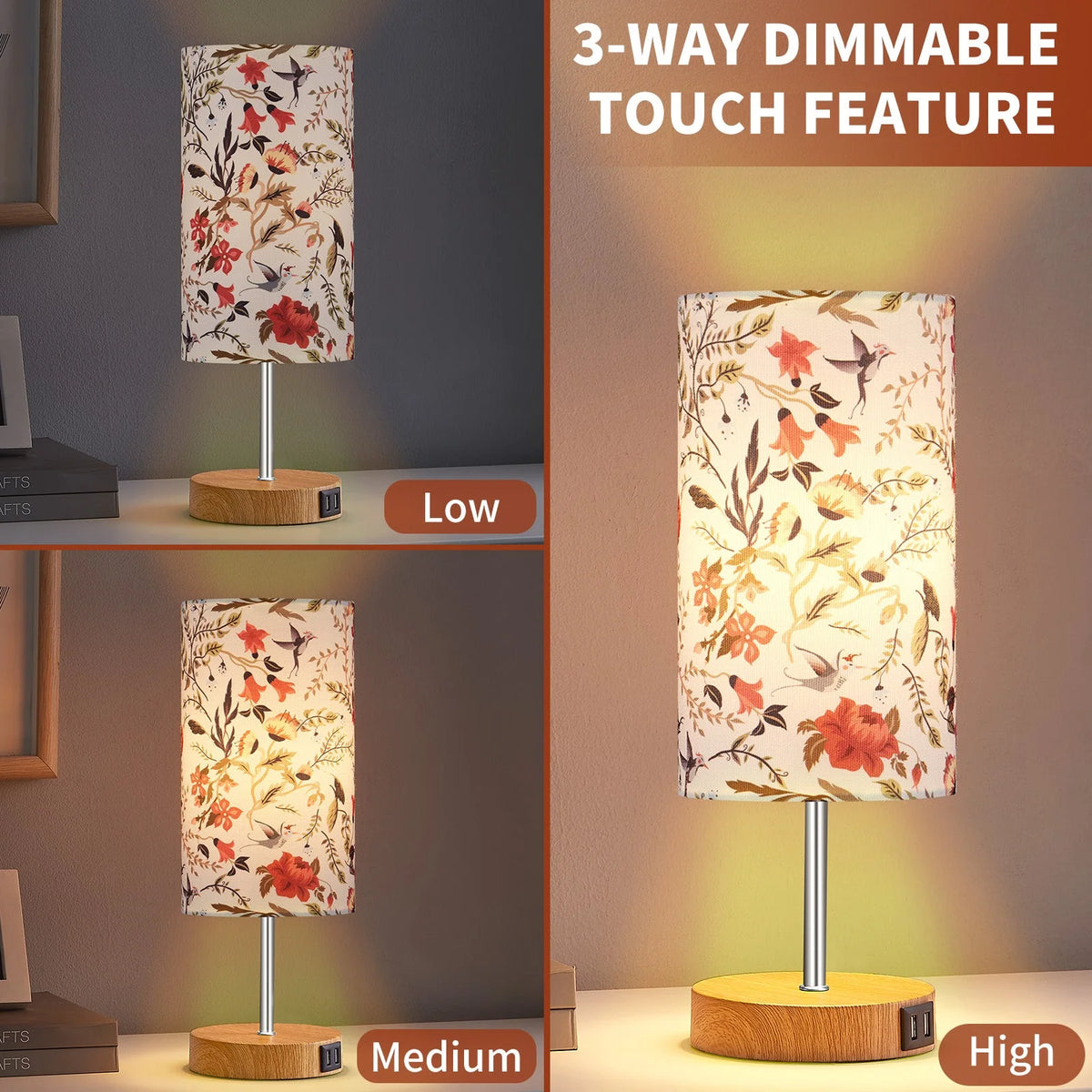 15" Touch Control Table Lamp with Dual USB Ports P6136