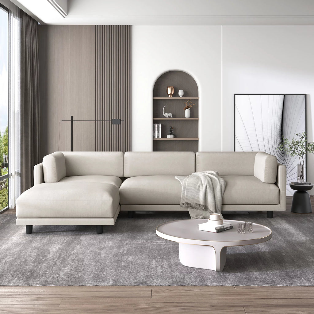 Oversized Convertible Sectional Sofa L Shaped Couch with Reversible Chaise Beige B743017