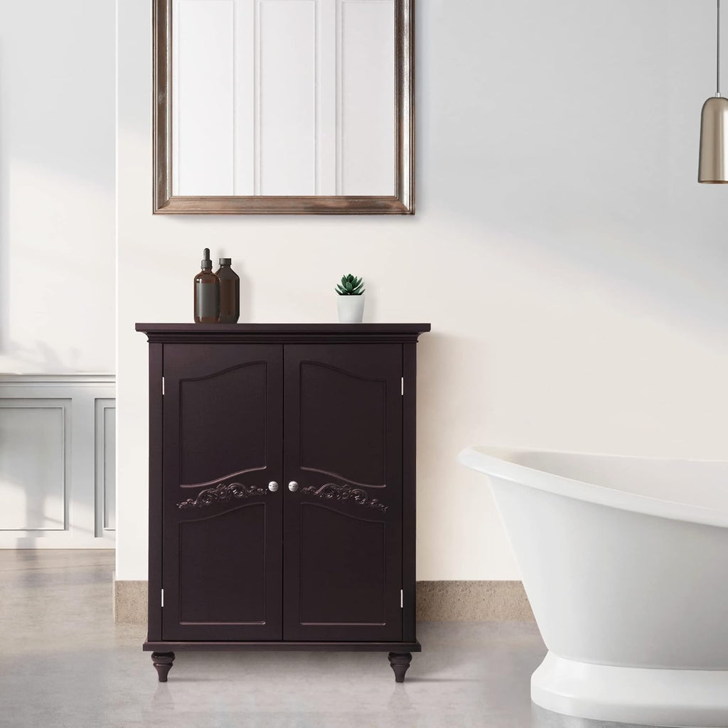 Freestanding Floor Cabinet with 2 Doors and 2 Adjustable Shelves Y614168