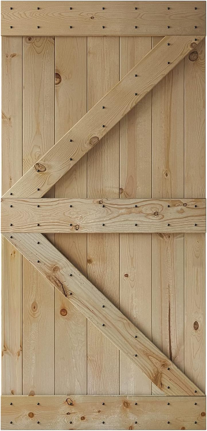 42 in x 84 in Knotty Wood Sliding Barn Door V18143