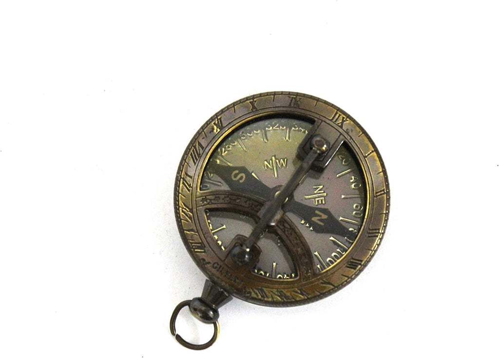 Engravable Brass Pocket Sundial Compass Y910001