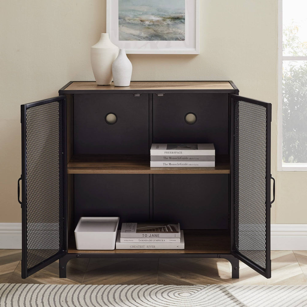 30x22 Rustic Oak Accent Cabinet with Mesh F391778