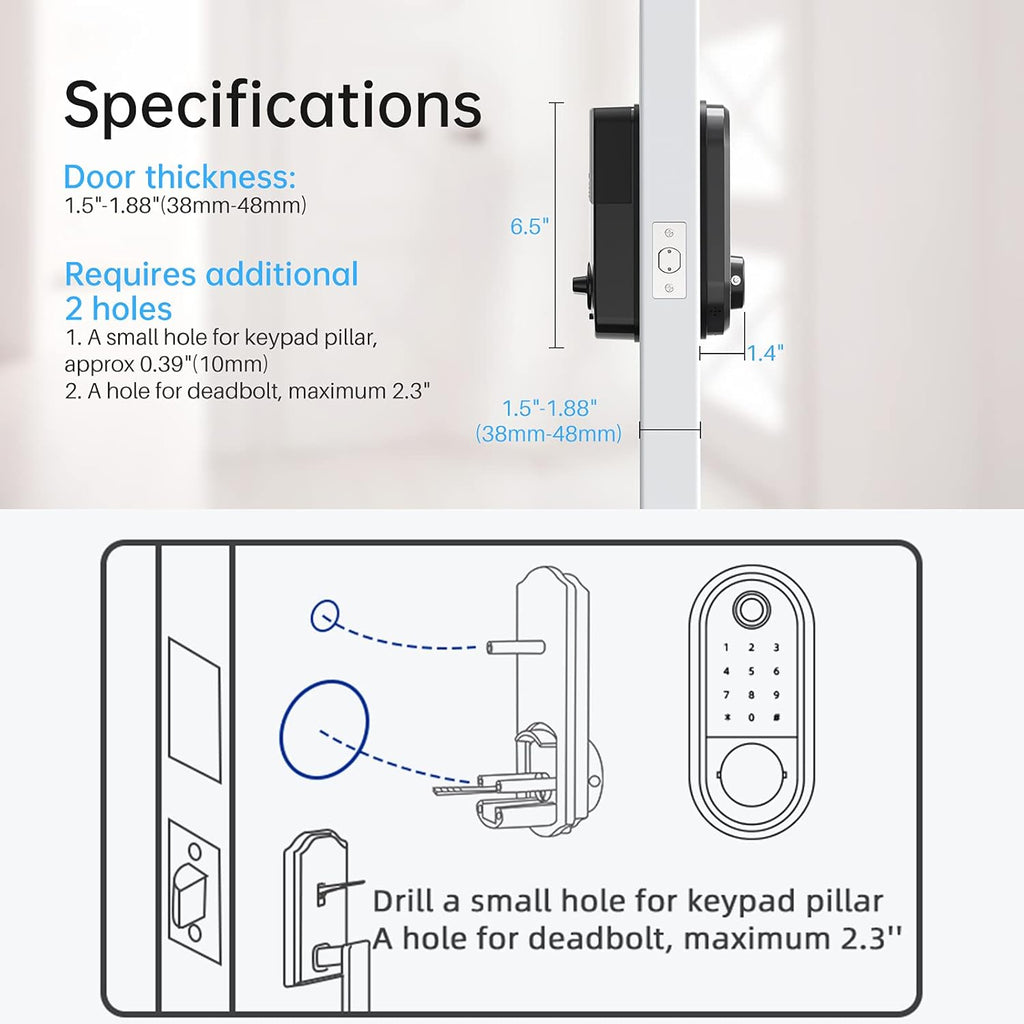 Keyless Entry Deadbolt Door Lock with Fingerprint Touchscreen Keypad N230727