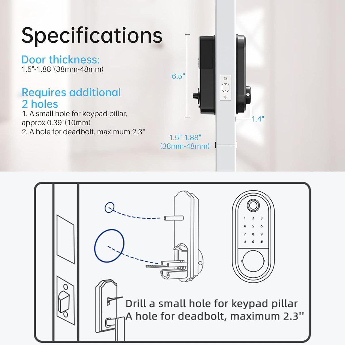 Keyless Entry Deadbolt Door Lock with Fingerprint Touchscreen Keypad N230727