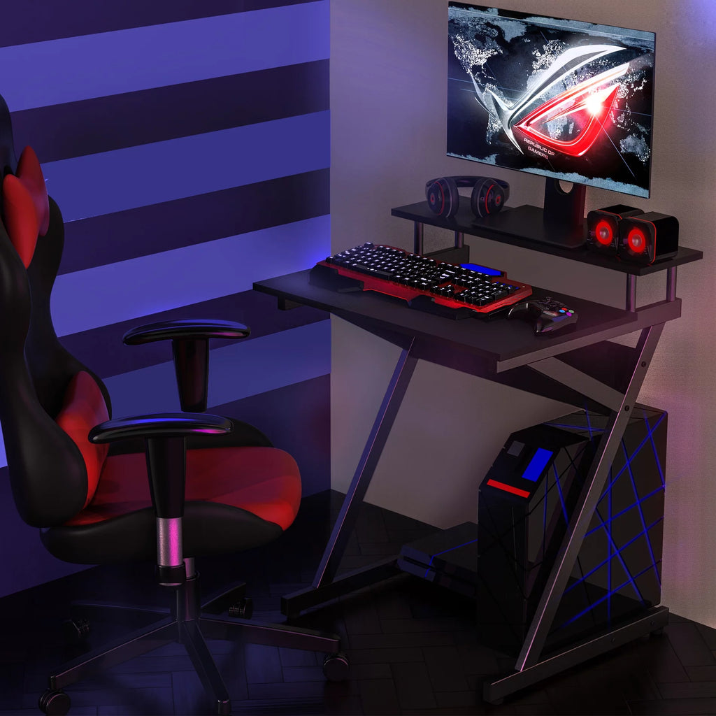 Black Computer Desk with Monitor Shelf F253930