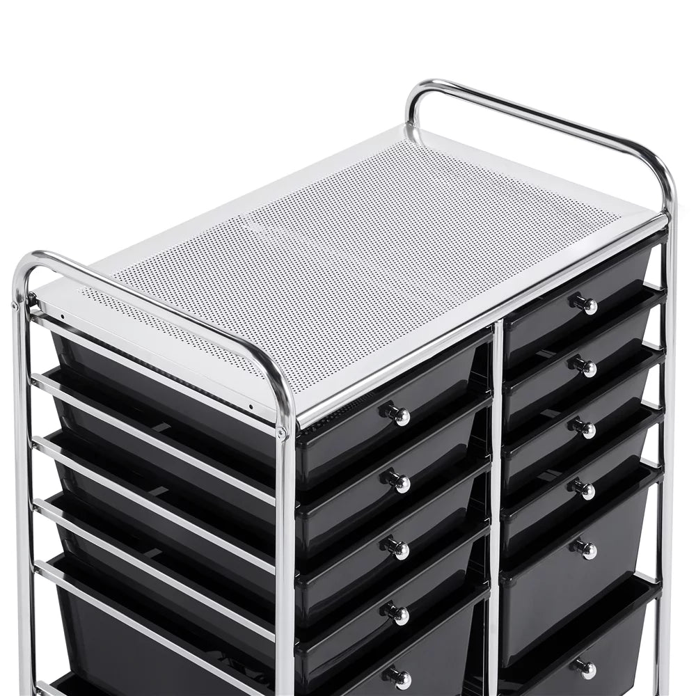 Black 12 Drawer Rolling Storage Cart U643775