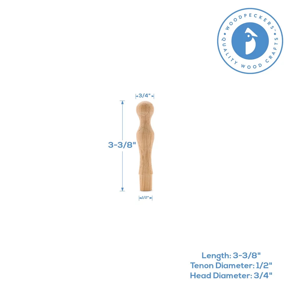 3-3/8 inch Unfinished Oak Wood Pegs, Pack of 100 S3100