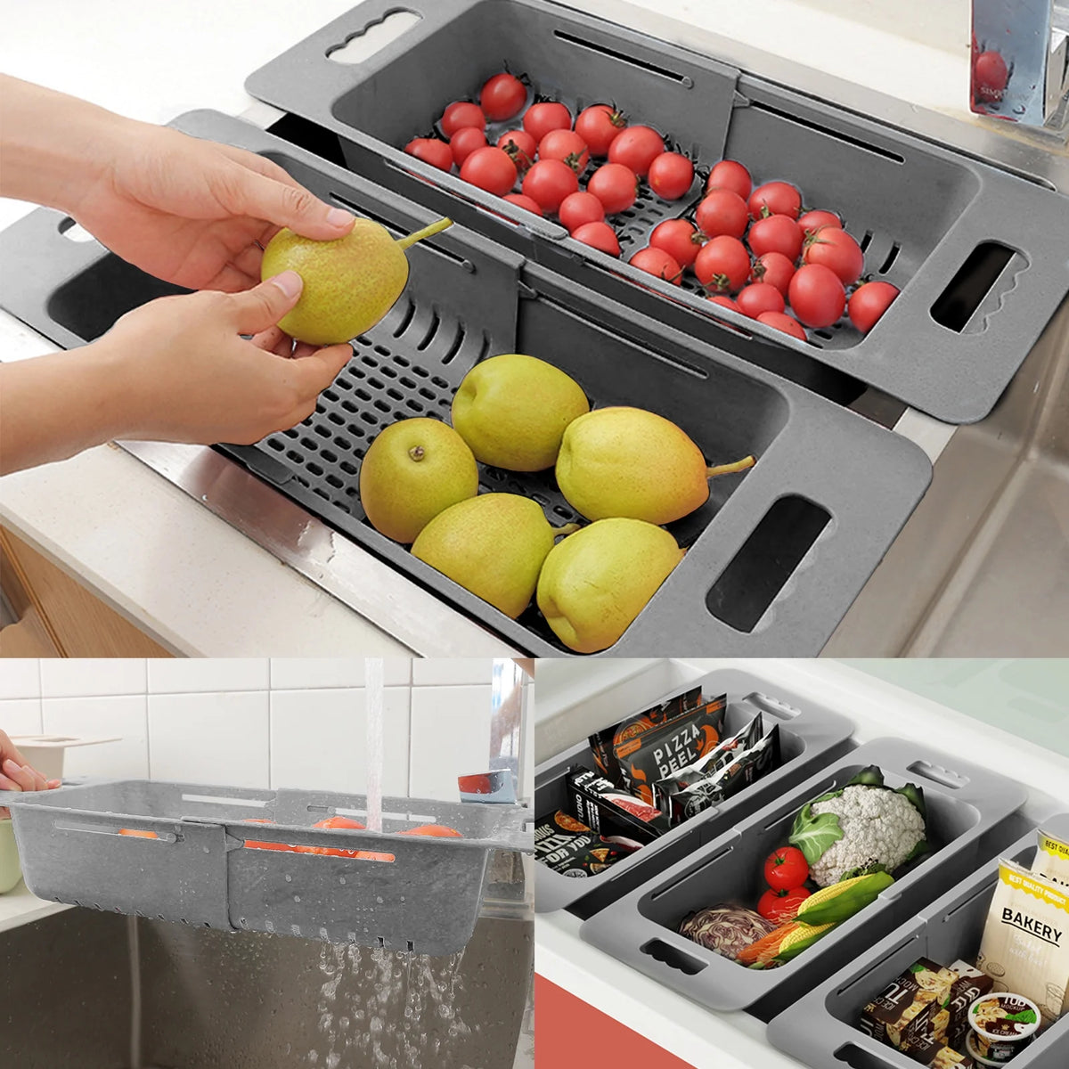 Adjustable Freezer Baskets with Handle S1213