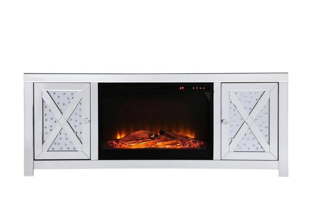 Mirrored Tv Stand with Fireplace 23.5 inches Tall and 16 inches Wide X496946