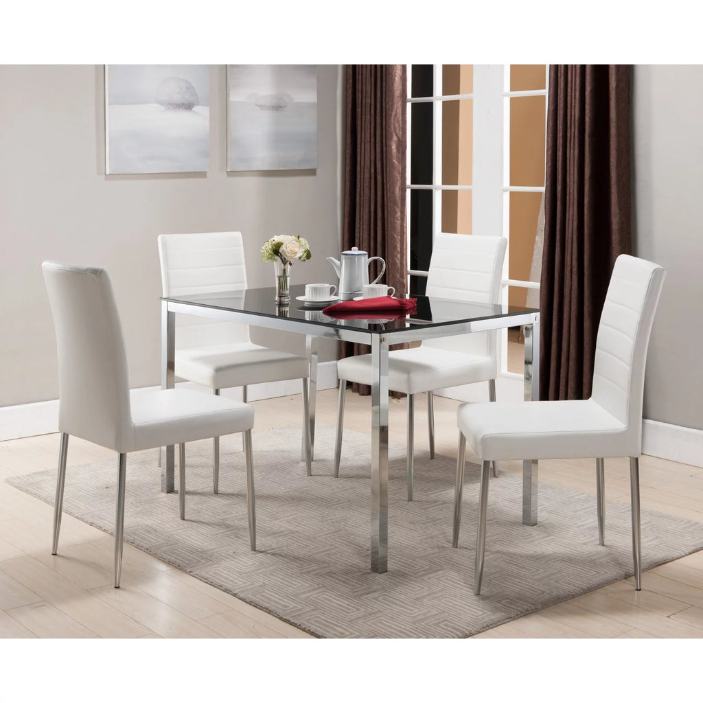 White & Chrome Side Chairs Set of 4 Q48241
