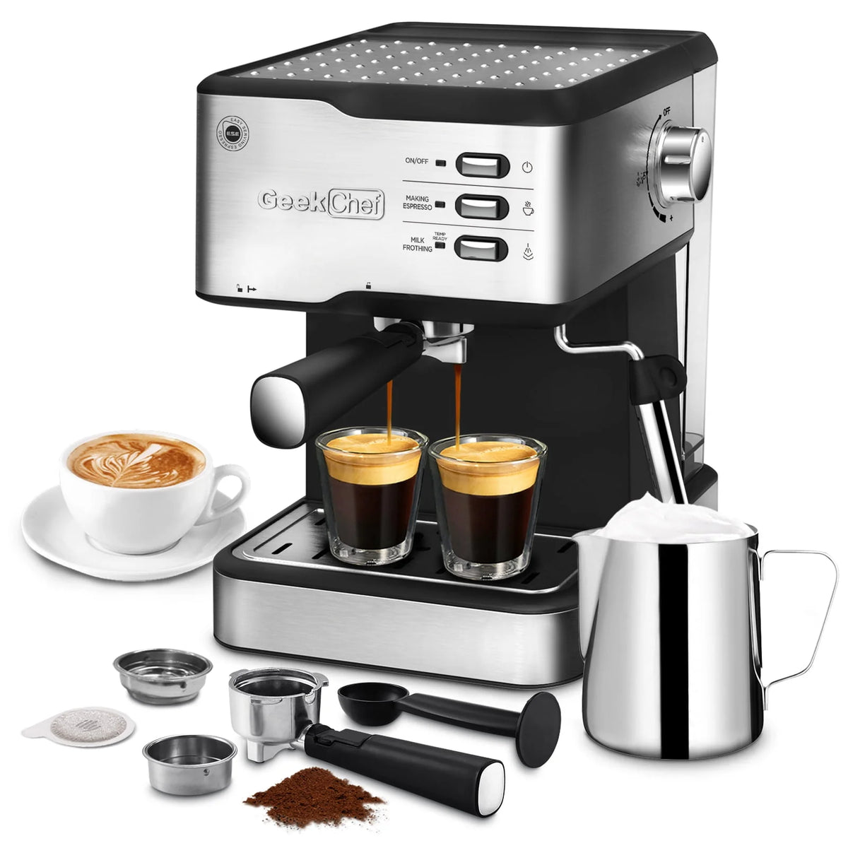 20 Bar Espresso Machine with Milk Frother Steam Wand B6356