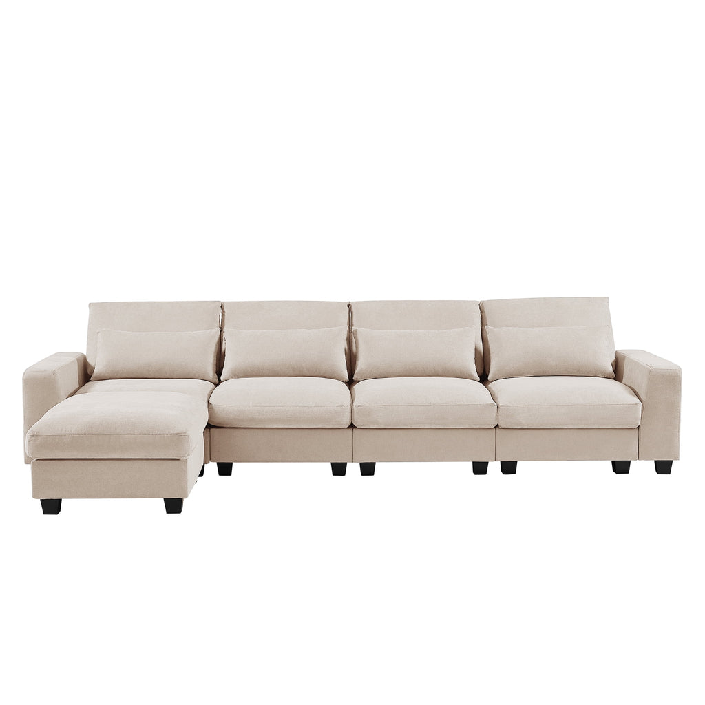 Modern L-Shape Feather Filled Sectional Sofa with Reversible Chaise S2600