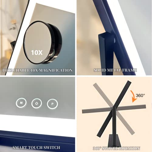 White Vanity Mirror with Lights, 9 Dimmable LED Bulbs, 10X Magnification Z7816