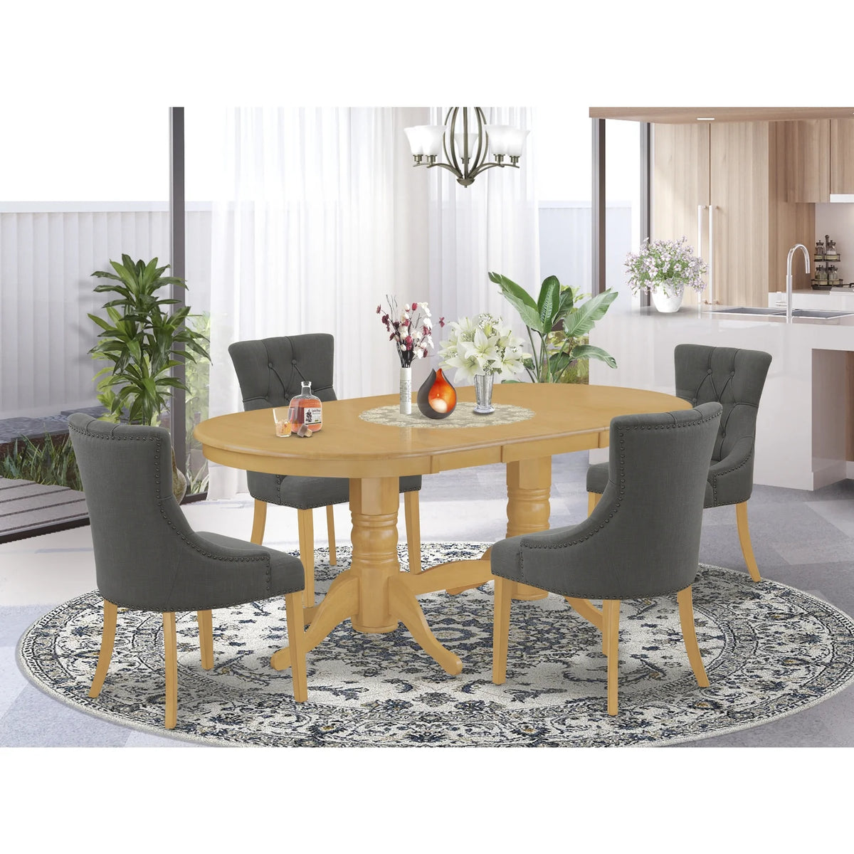 5 Pc Dining Set with Oval Table and 4 Chairs A975