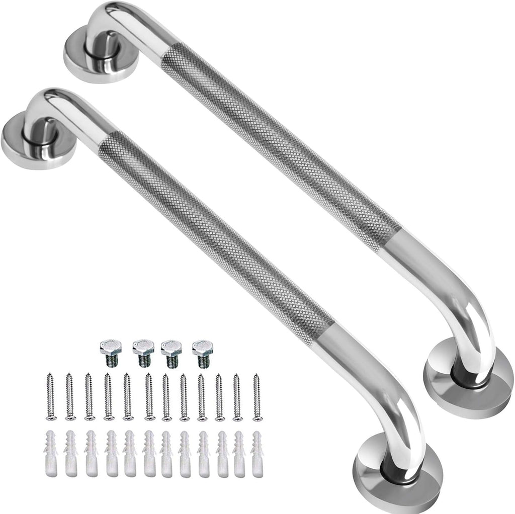 2 Pack 24 Inch Chrome Stainless Steel Shower Grab Bar C65974