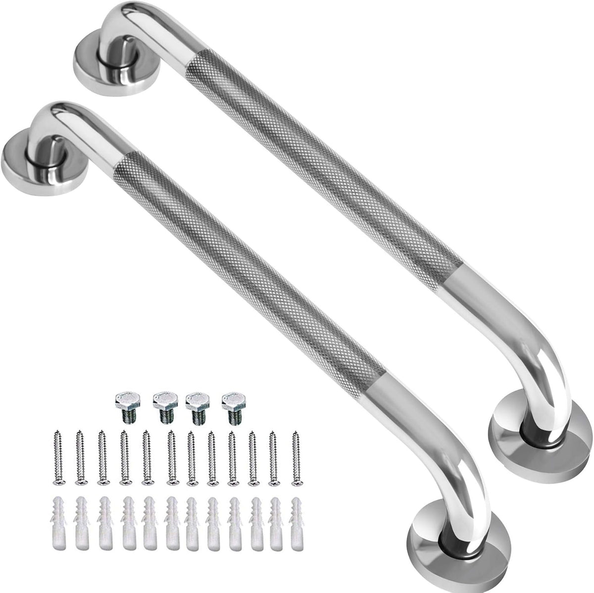 2 Pack 24 Inch Chrome Stainless Steel Shower Grab Bar C65974