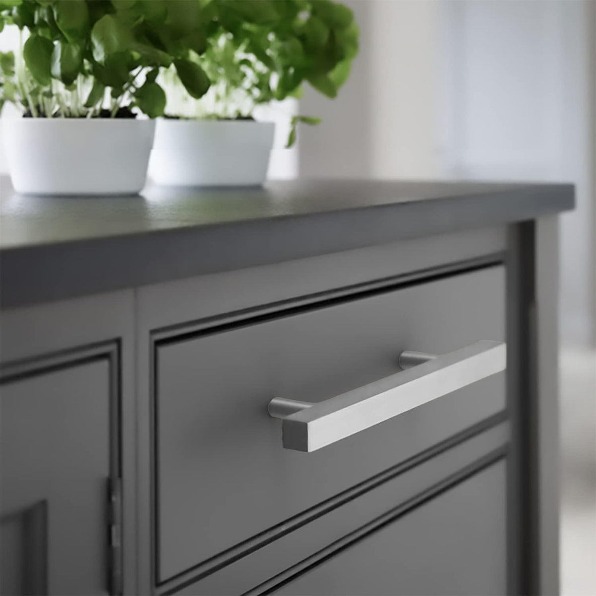 5 Pack Stainless Steel Square Cabinet Handles 5 Inch T4218