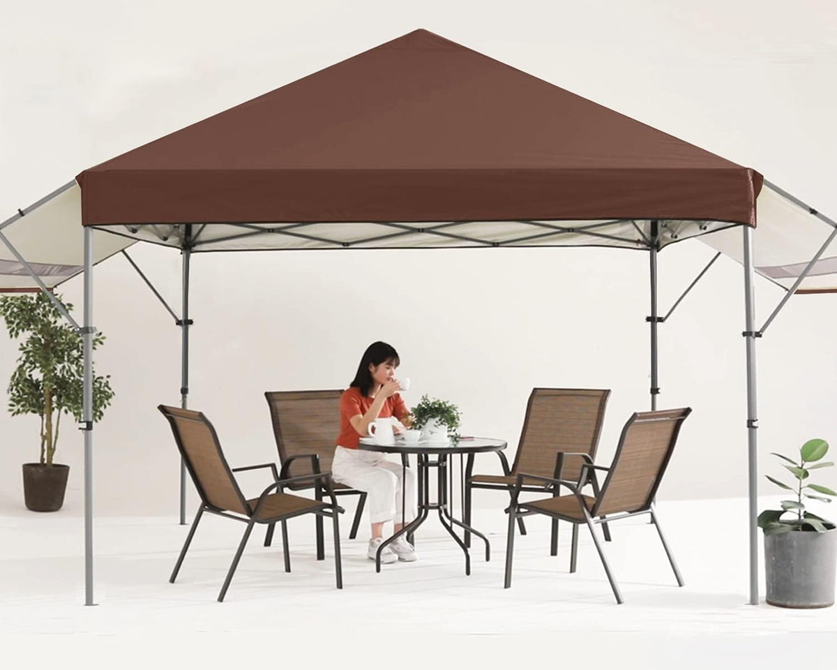 10x10 Pop-up Canopy Tent with Double Awnings Dark Gray T5285