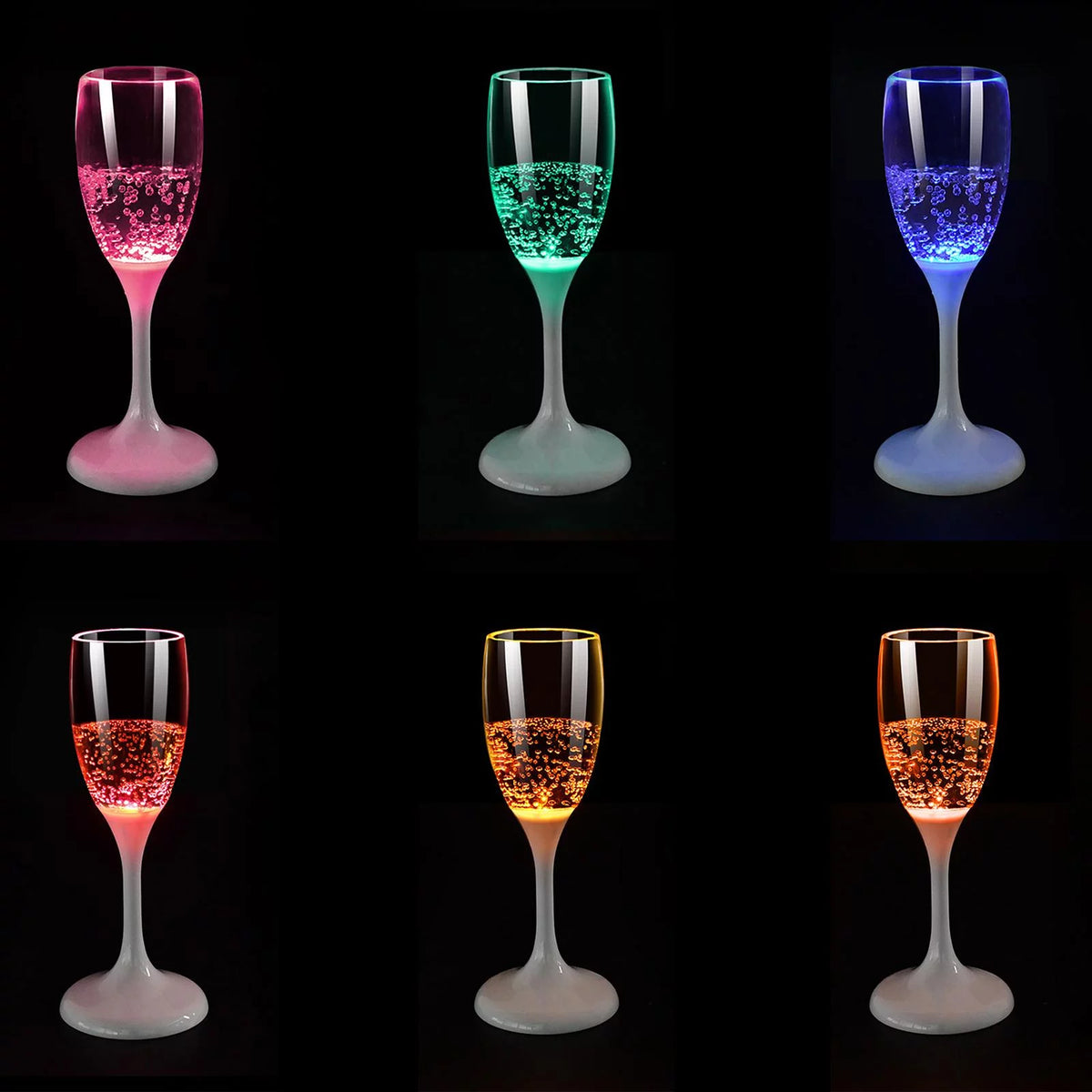 6Pcs LED Flute Glasses Drinkware O674207