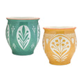 Set of 2 Floral Ceramic Pots V4499