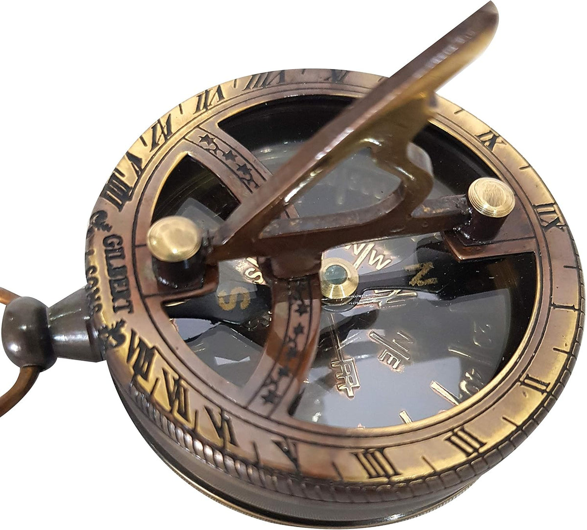 Engravable Brass Pocket Sundial Compass Y910001