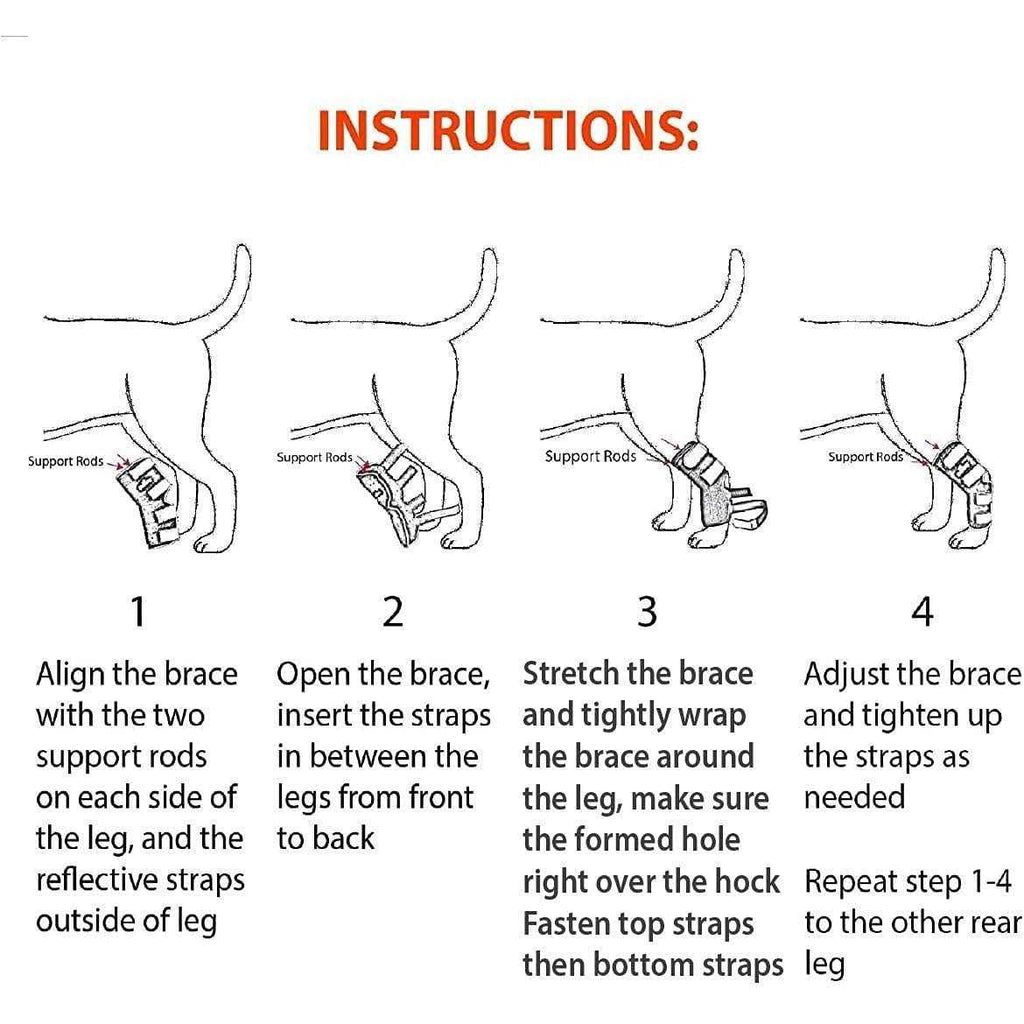 3-in-1 Long Rear Leg Support Dog Splint Braces O3045