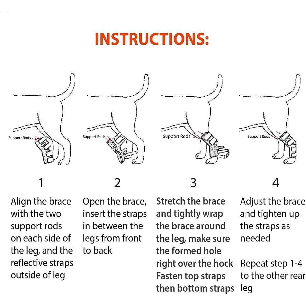 3-in-1 Long Rear Leg Support Dog Splint Braces O3045