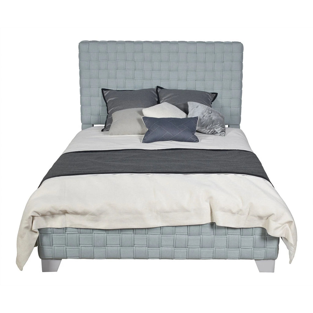 Light Teal and Gray Chenille Upholstered Bed M63639