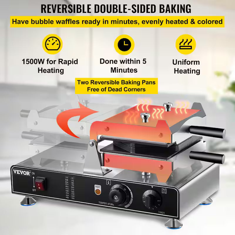 Commercial Bubble Waffle Maker Electric 1500W I781562
