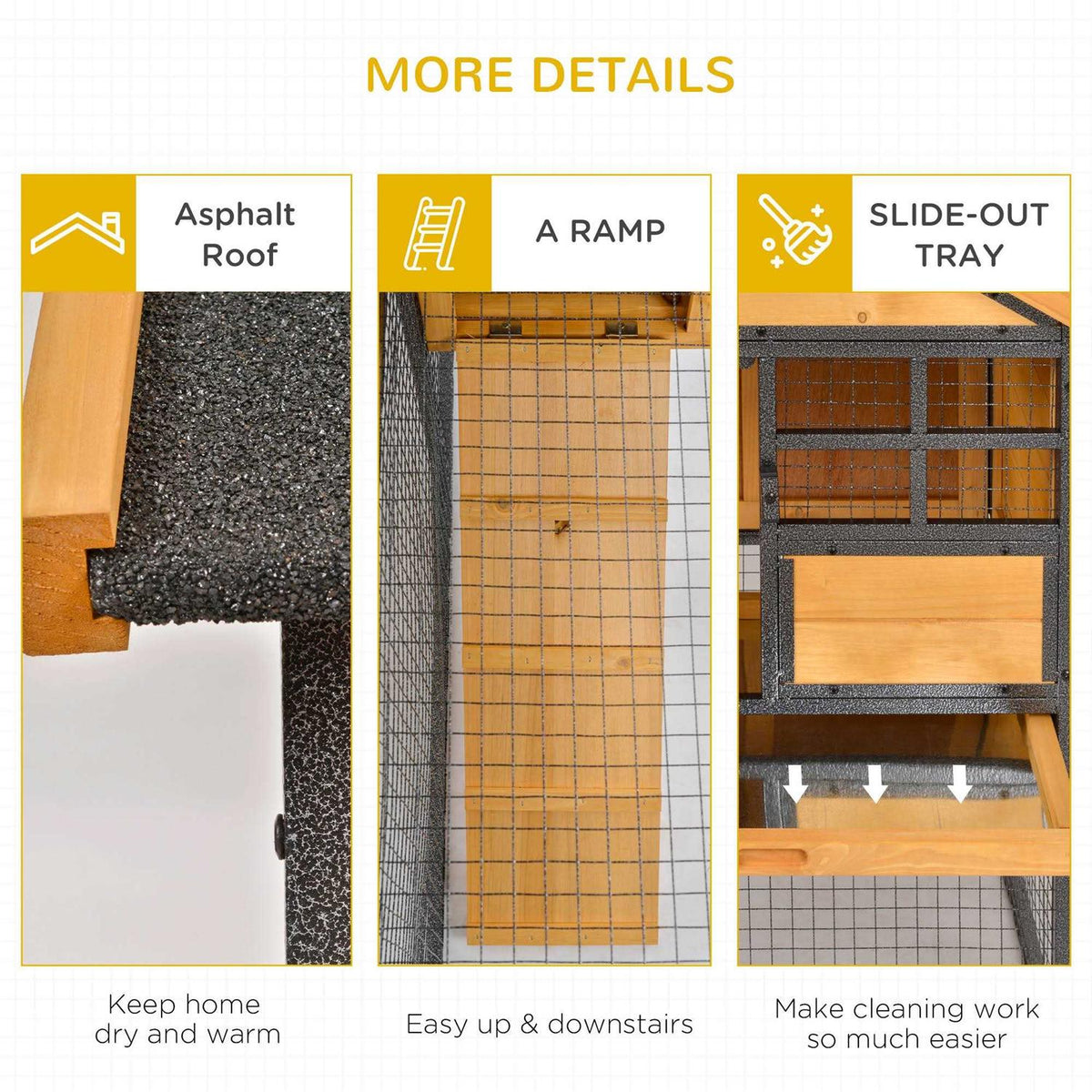 Elevated Wood-metal Pet House with Slide-Out Tray Q2892