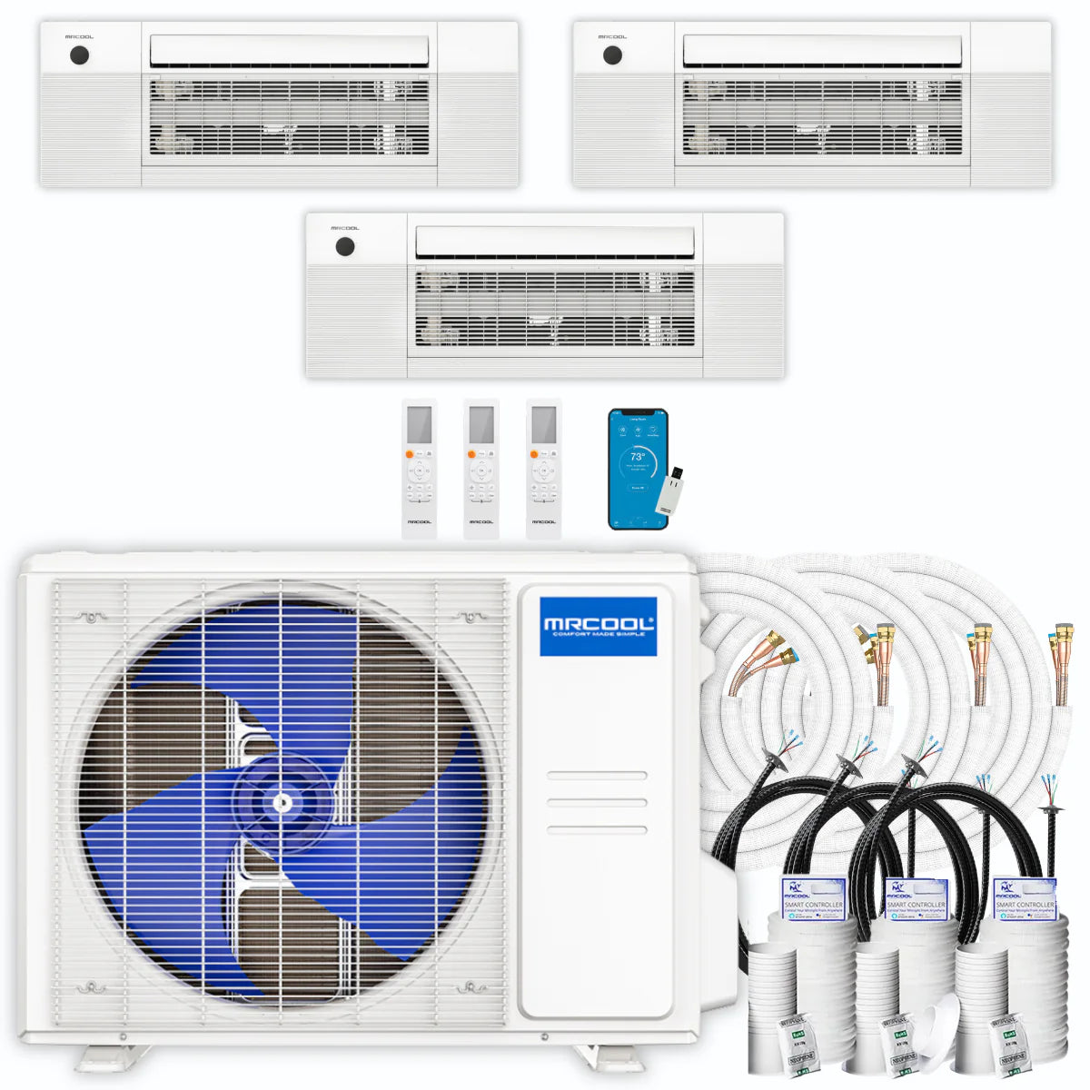 33,000 BTU 3 Zone Ceiling Cassette Ductless Air Conditioner and Heat Pump X1382