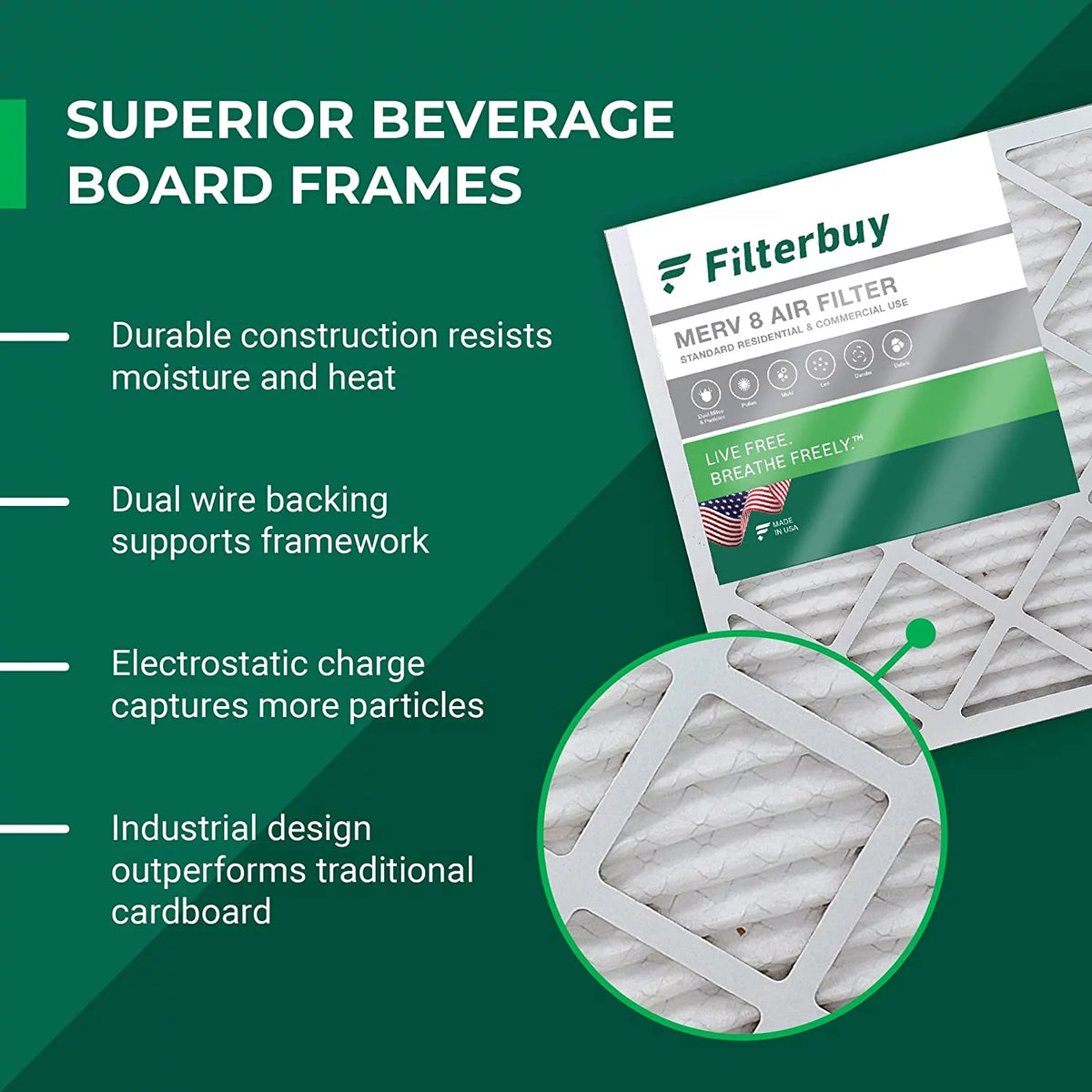 20x25x5 MERV 8 Pleated HVAC Air Filters (3-Pack) K1294