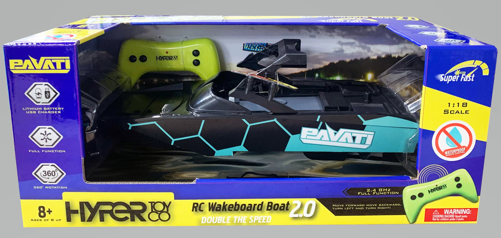 1:18 Electric Blue and Black Remote Control Wakeboard Boat A83615