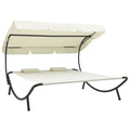 Outdoor Bed with Canopy and Pillows Cream White W3270