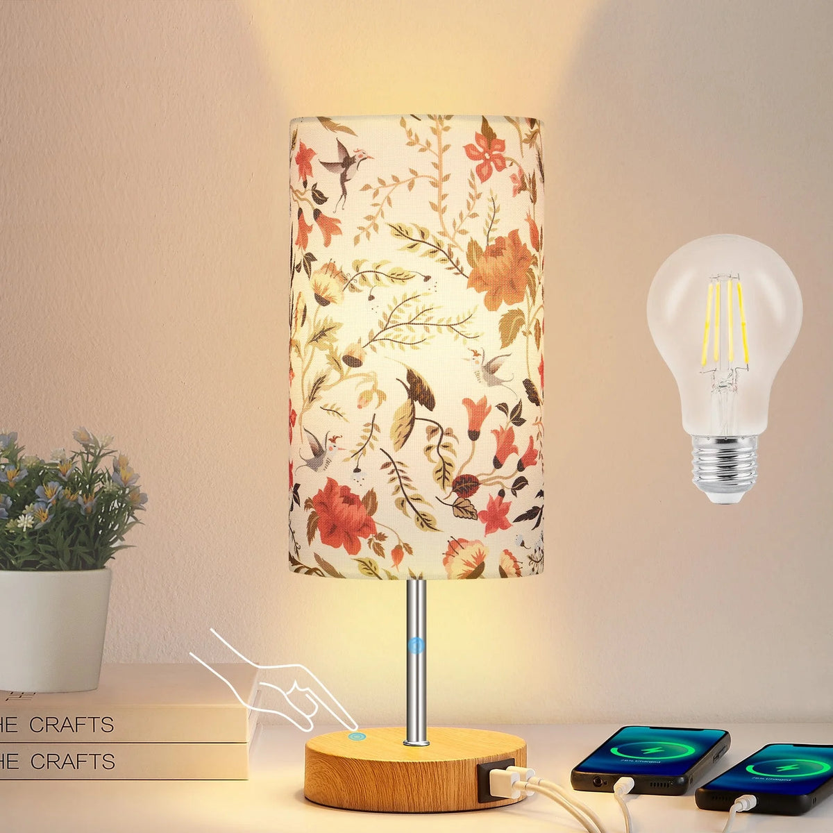 15" Touch Control Table Lamp with Dual USB Ports P6136
