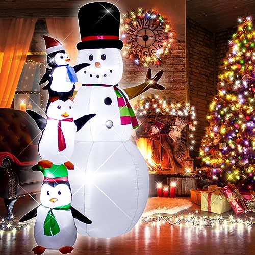8 Foot Inflatable Snowman Penguin Decoration with LED Lights Q28004