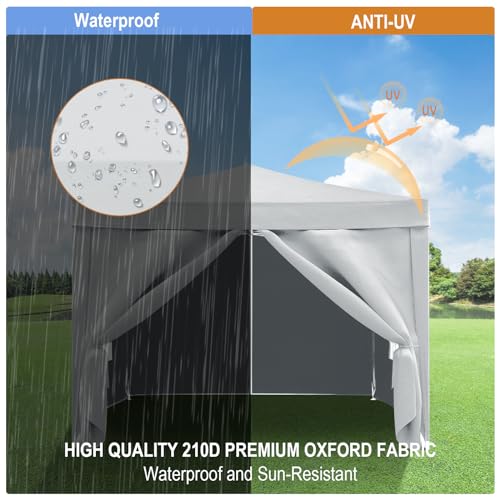 10x20 White Pop Up Canopy Tent with 6 Sidewalls G593