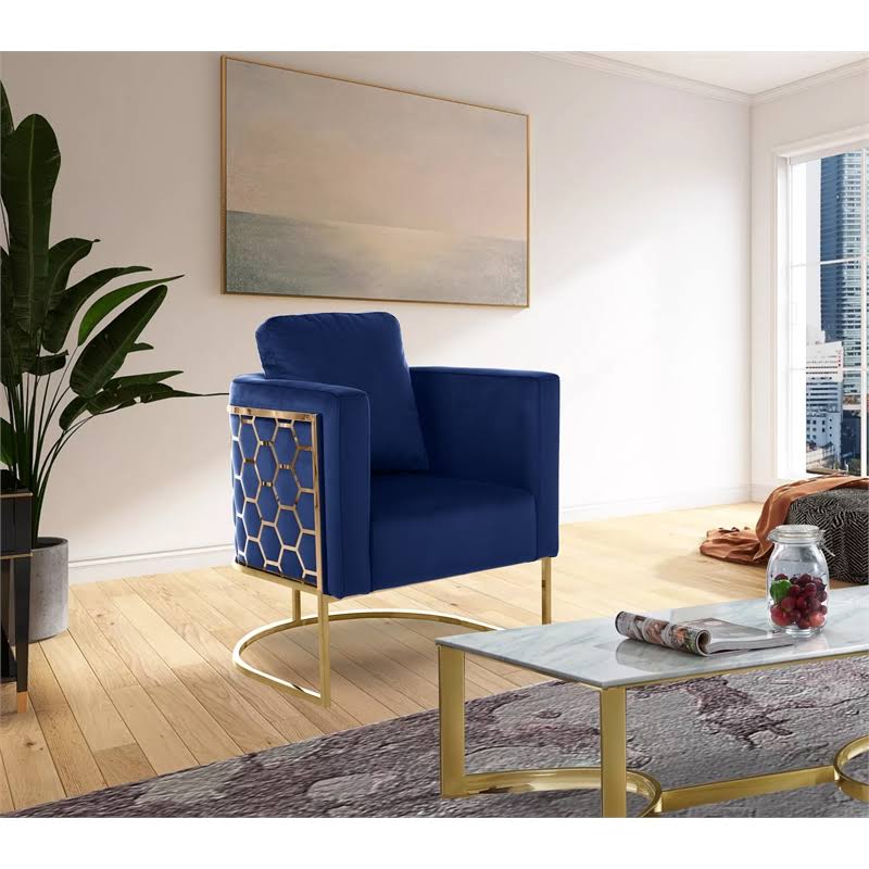 Navy Velvet Gold Chair F723