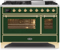 48 Dual Fuel Propane Gas Range Emerald Green Brass Trim B4292