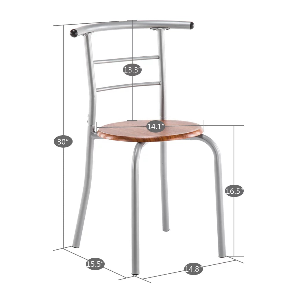 3PCS Dining Table Set 2 Chairs Wood Metal U218