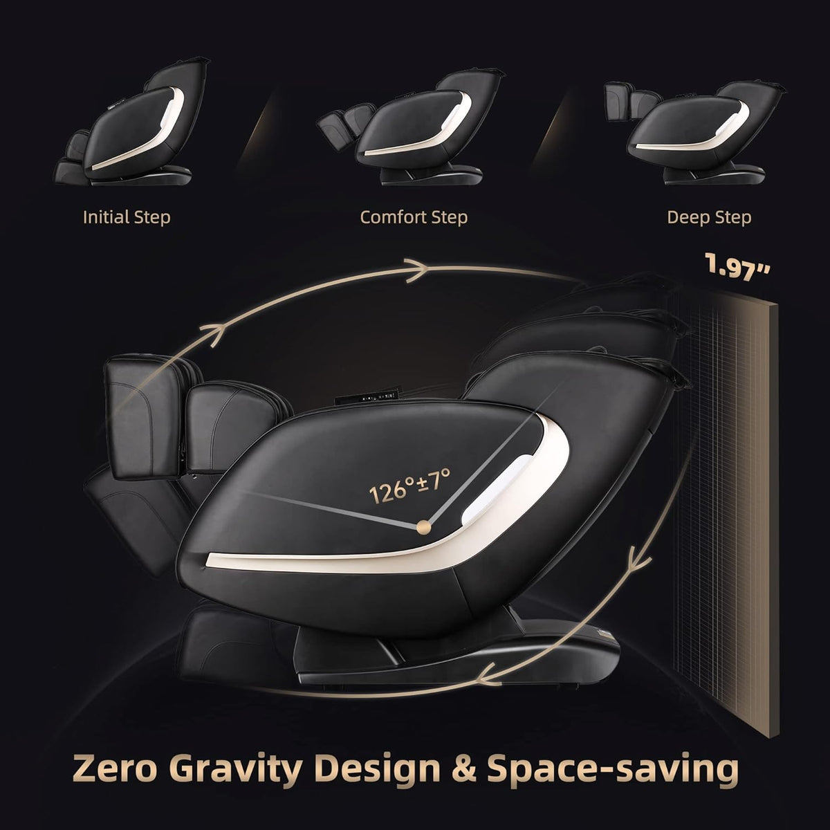 Black Full Body Zero Gravity Heated Shiatsu Massage Chair U958