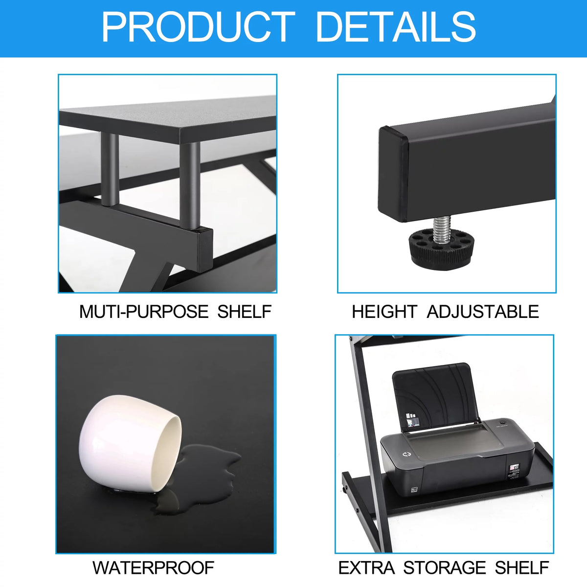 Black Computer Desk with Monitor Shelf F253930