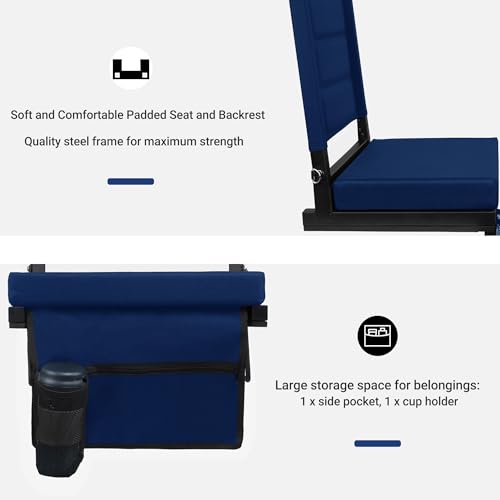 Portable Bleacher Seats with Back Support and Padded Cushion U21238