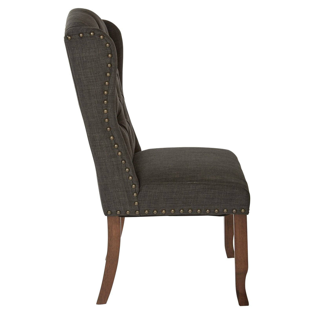 Tufted Wing Chair in Linen Fabric D427