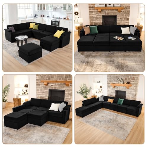 Velvet U Shaped Sectional Sofa 8 Seats G55397