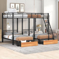 Black Metal Triple Bunk Bed with Drawers P803