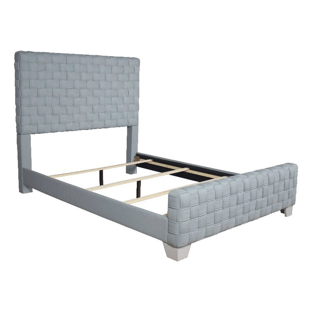 Light Teal and Gray Chenille Upholstered Bed M63639