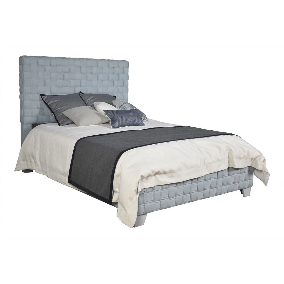 Light Teal and Gray Chenille Upholstered Bed M63639